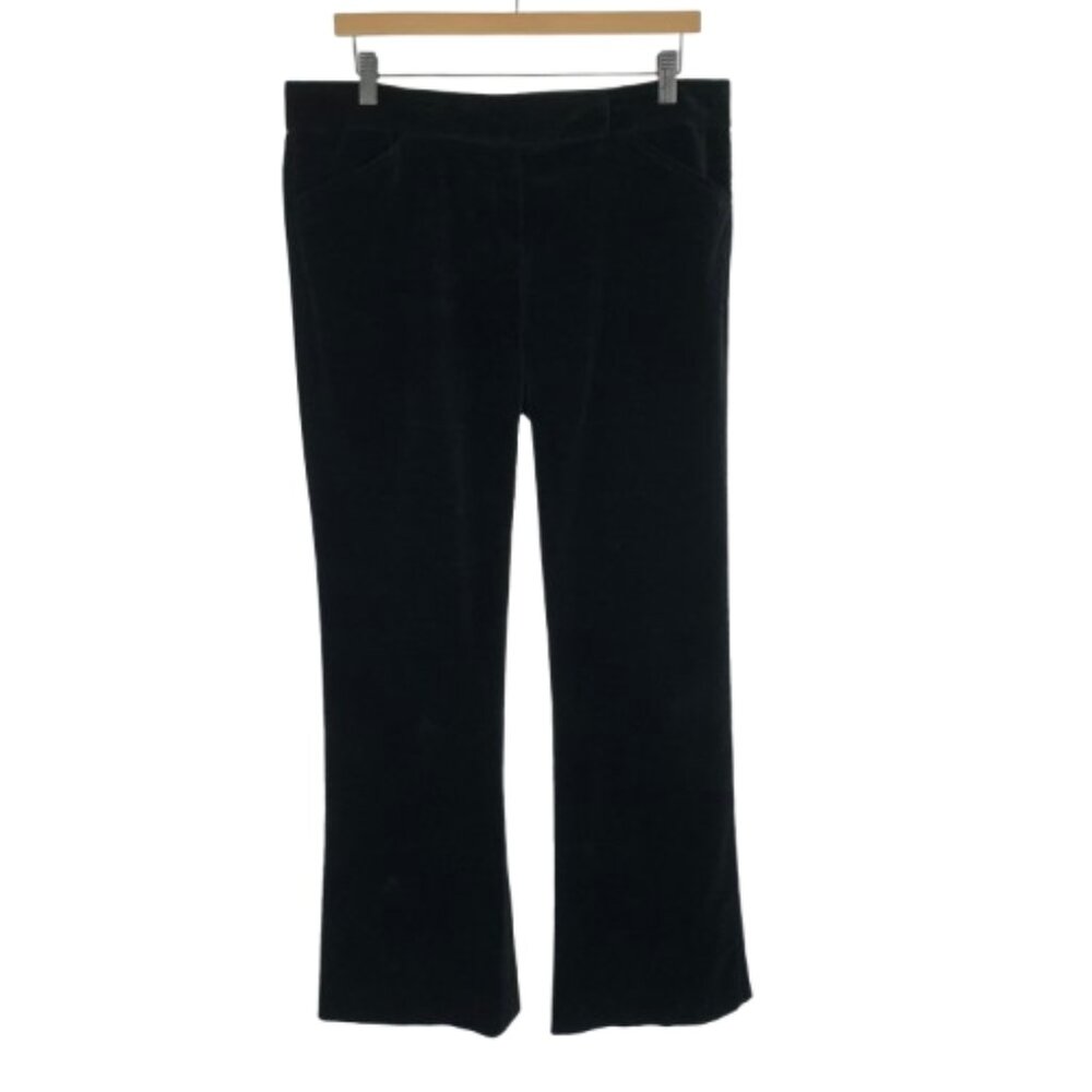 Theory Womens Size 12 12x33 Black Flare Leg Velvet Dress Pants